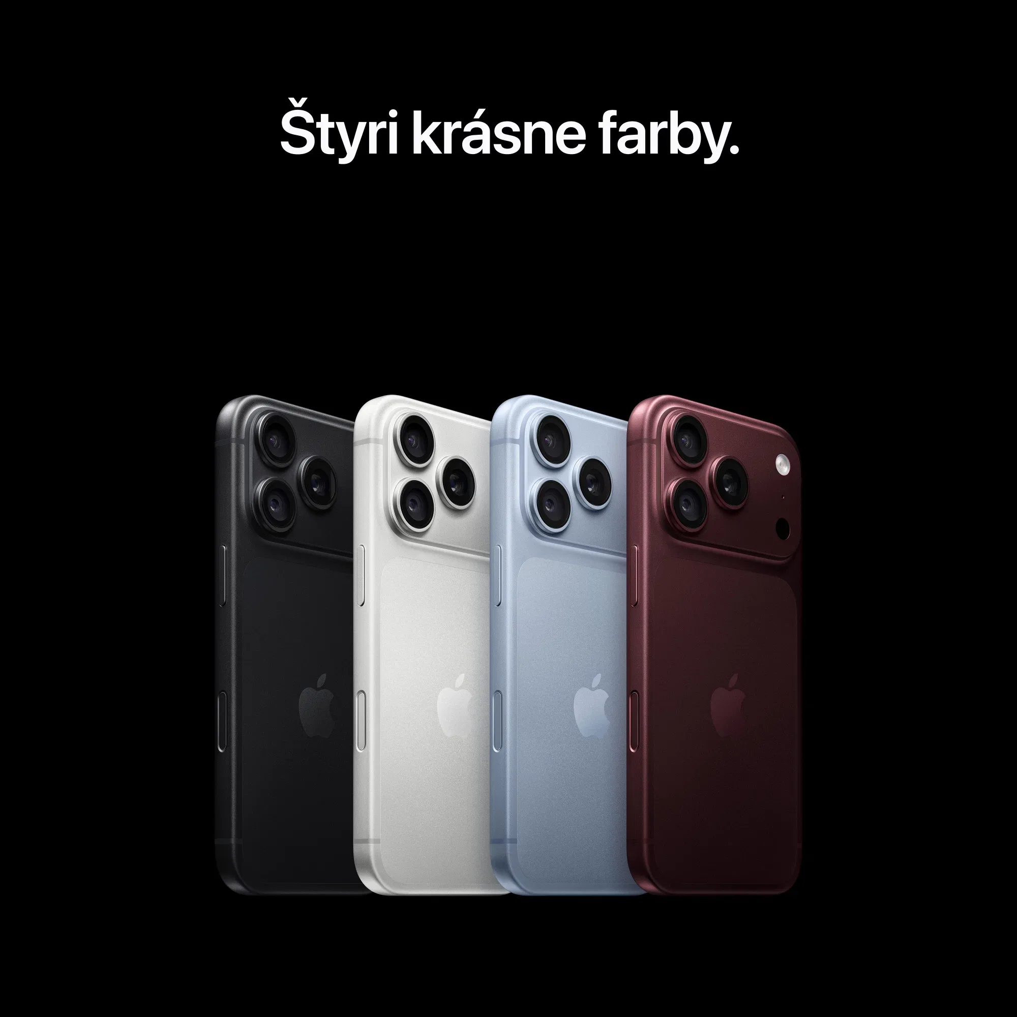 Štyri farebné prevedenia iPhonu 18 vedľa seba